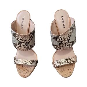 Bebe Womens Snakeskin Multicolor Heels Size 8